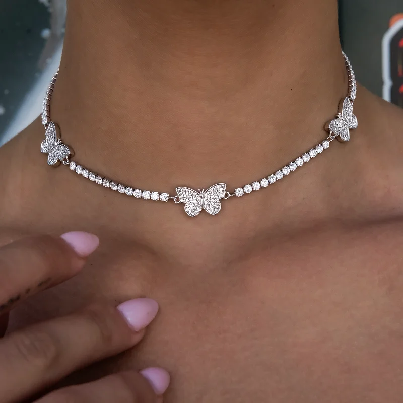 Shop Classic Women's Necklaces & Pendants with a Modern Twist-Micro Tennis Butterfly Necklace in White Gold Shop Classic Women's Necklaces & Pendants with a Modern Twist-Micro Tennis Butterfly Necklace in White Gold