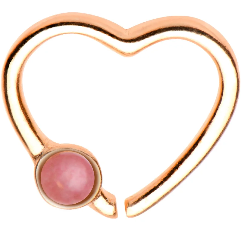 Women's Earrings – Elegant Designs for Every Personality--Rose Gold Tone 925 Silver Quartz Heart Right Daith Cartilage Tragus