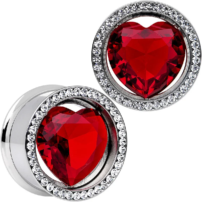 Women's Earrings – Elegant Designs for Every Personality--7/8 Red Heart Steel Double Flare Internally Threaded Plug Set Women's Earrings – Elegant Designs for Every Personality--7/8 Red Heart Steel Double Flare Internally Threaded Plug Set