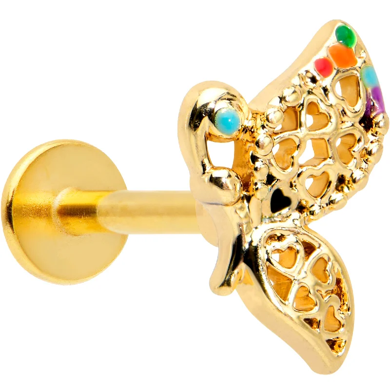 Comfortable Lip Rings for Daily Glam16 Gauge 5/16 Clear CZ Gem Gold Tone Heart Butterfly Labret Tragus Comfortable Lip Rings for Daily Glam16 Gauge 5/16 Clear CZ Gem Gold Tone Heart Butterfly Labret Tragus