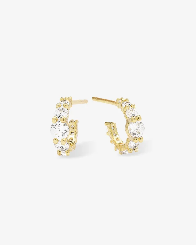 Women's Earrings – Elegant Designs for Every Personality--"Oh She Fancy" Graduated Huggies - Gold|White Diamondettes Women's Earrings – Elegant Designs for Every Personality--"Oh She Fancy" Graduated Huggies - Gold|White Diamondettes