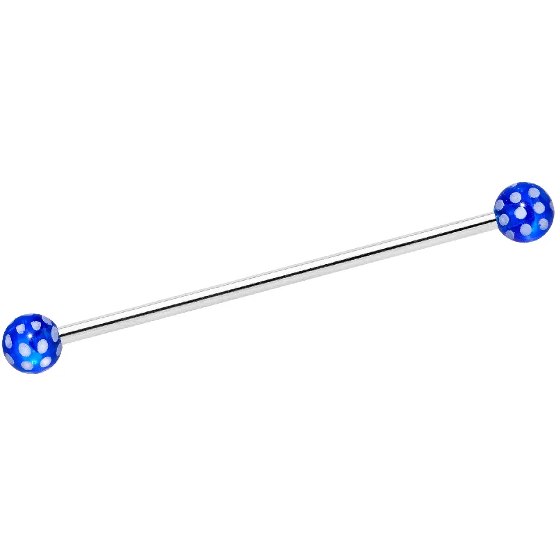 Women's Earrings – Elegant Designs for Every Personality--14 Gauge Blue White Polka Dot UV Industrial Barbell 38mm Women's Earrings – Elegant Designs for Every Personality--14 Gauge Blue White Polka Dot UV Industrial Barbell 38mm