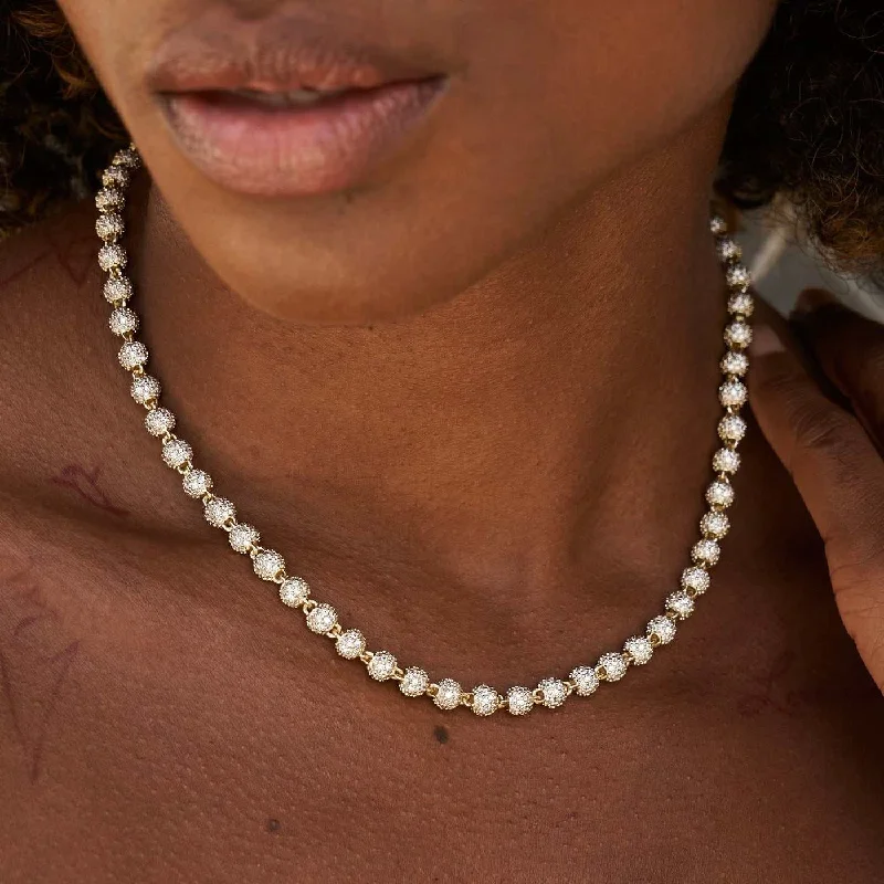 Shop Classic Women's  Necklaces & Pendants with a Modern Twist-Iced Ball Necklace in Yellow Gold - 4mm