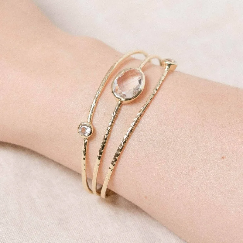 Trendy Bangles for Women-Herkimer Diamond Golden Bracelet