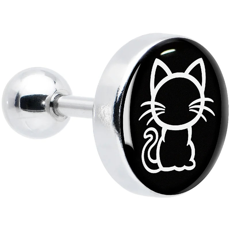 Women's Earrings – Elegant Designs for Every Personality--16 Gauge 1/4 Black and White Kitty Cat Cartilage Tragus Earring Women's Earrings – Elegant Designs for Every Personality--16 Gauge 1/4 Black and White Kitty Cat Cartilage Tragus Earring