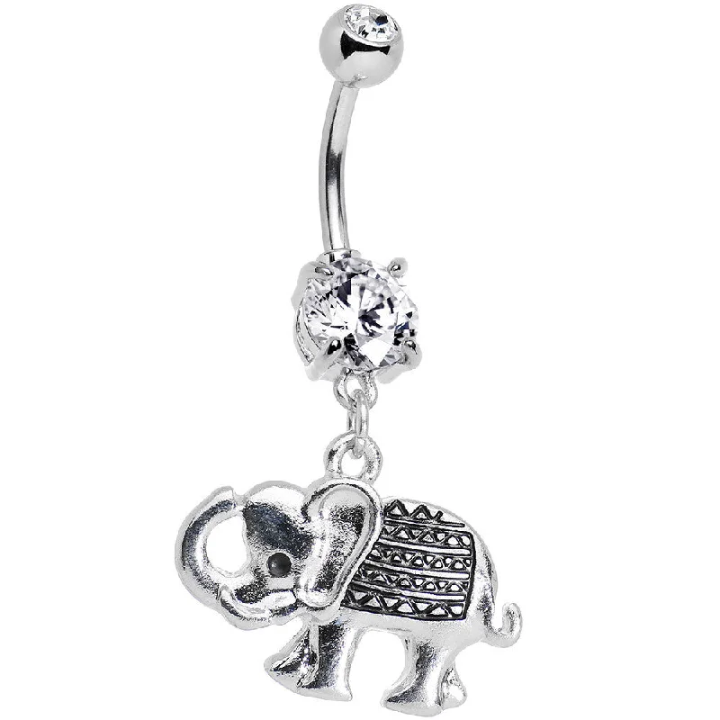 Beautiful Belly Rings for Stunning Fashion -Clear Gem Wish Me Luck Elephant Dangle Belly Ring Beautiful Belly Rings for Stunning Fashion -Clear Gem Wish Me Luck Elephant Dangle Belly Ring