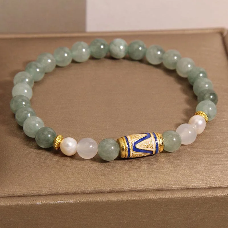 Gold Plated Bangle Sets for Women-Buddha Stones Jade Treasure Vase Luck Bracelet