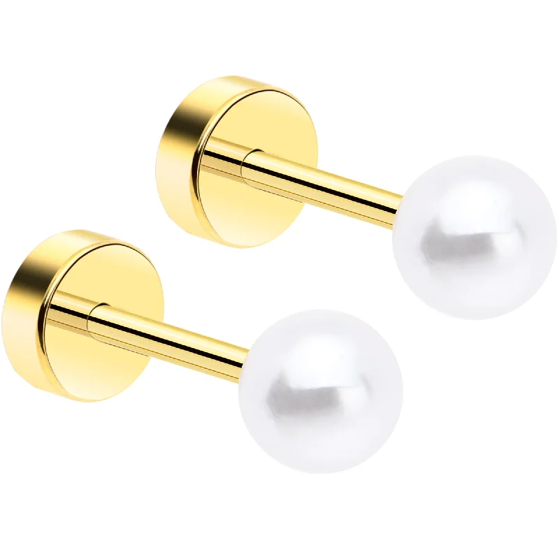 Women's Earrings – Elegant Designs for Every Personality--14k Yellow Gold Plated 4mm Iridescent Ball Flat Back Stud Earrings - 1 Pair Women's Earrings – Elegant Designs for Every Personality--14k Yellow Gold Plated 4mm Iridescent Ball Flat Back Stud Earrings - 1 Pair