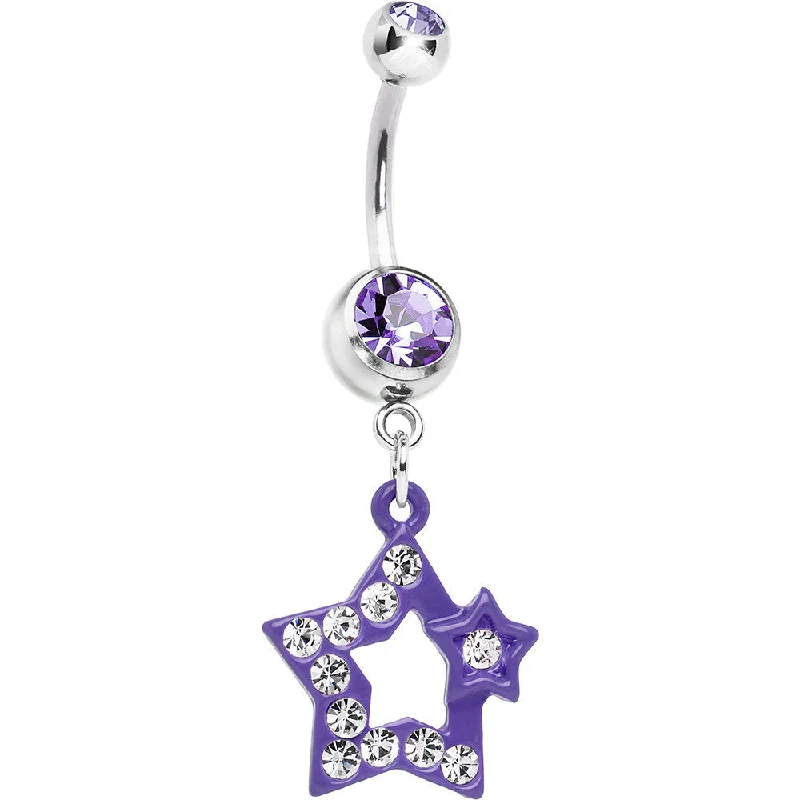 Beautiful Belly Rings with Timeless Beauty -Twinkle Clear Gem Purple Star Dangle Belly Ring Beautiful Belly Rings with Timeless Beauty -Twinkle Clear Gem Purple Star Dangle Belly Ring