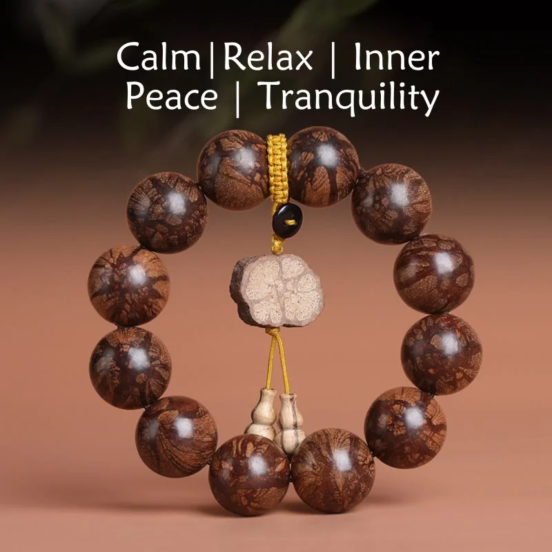 Classic Engraved Bracelets for Men-Buddha Stones Plum Blossom Wood Inner Peace Bracelet Classic Engraved Bracelets for Men-Buddha Stones Plum Blossom Wood Inner Peace Bracelet