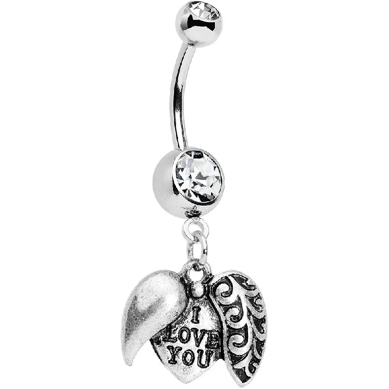 Stunning Belly Rings with Sparkling Stones -Clear Gem Paisley Love Locket Heart Dangle Belly Ring Stunning Belly Rings with Sparkling Stones -Clear Gem Paisley Love Locket Heart Dangle Belly Ring
