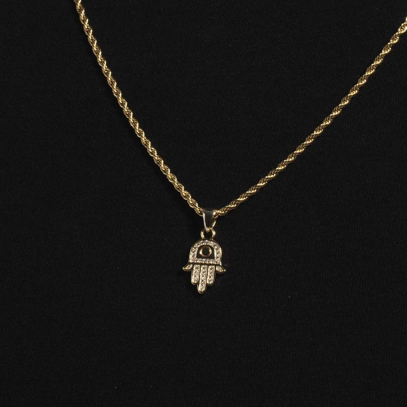 Exclusive Men's Necklaces & Pendants for the Modern Gentleman-Solid Gold Hamsah Micro Pendant