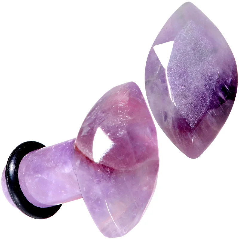 Women's Earrings – Elegant Designs for Every Personality--Purple Amethyst Faceted Single Flare Plug Set 6mm to 25mm Sizes