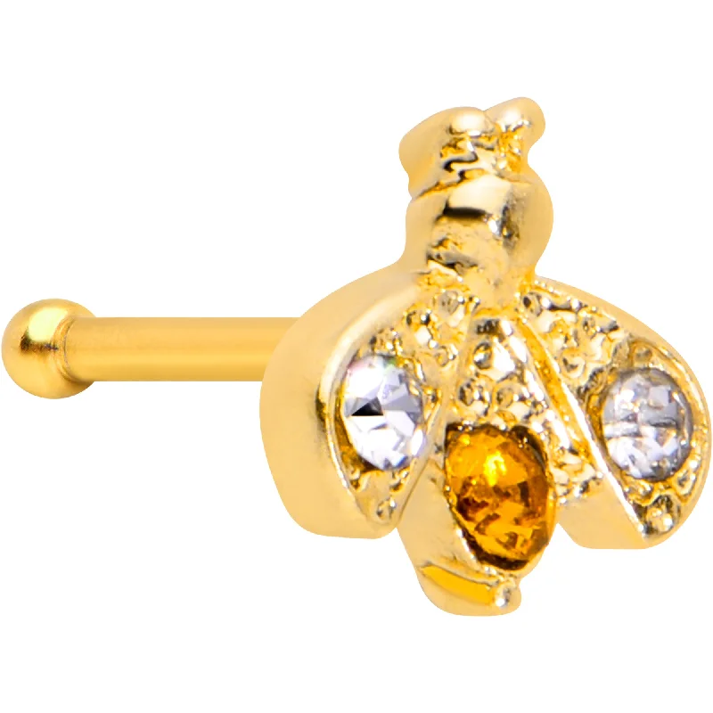 Simple and Stylish Nose Rings for Fashion -20 Gauge 1/4 Yellow Gem Gold Tone Fashion Bug Nose Bone Simple and Stylish Nose Rings for Fashion -20 Gauge 1/4 Yellow Gem Gold Tone Fashion Bug Nose Bone