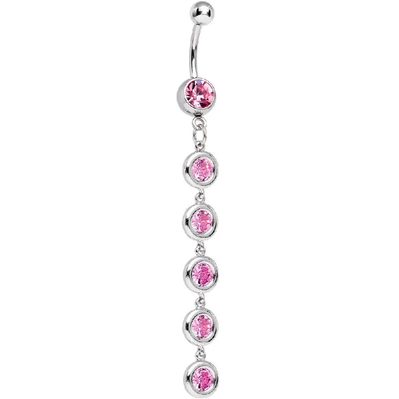 Trendy Belly Rings for Creative Styles -Pink Gem Pretty Skinny Line Drop Dangle Belly Ring Trendy Belly Rings for Creative Styles -Pink Gem Pretty Skinny Line Drop Dangle Belly Ring