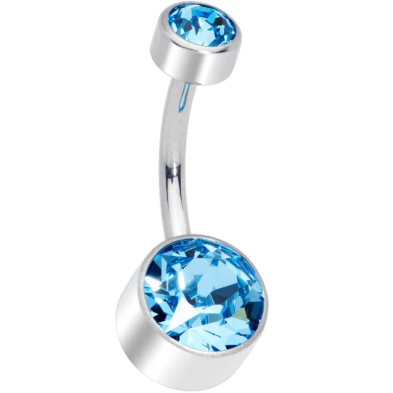 Elegant Belly Rings for Classy Style -Aqua 8mm Titanium Internal Thread Belly Ring Created with Crystals Elegant Belly Rings for Classy Style -Aqua 8mm Titanium Internal Thread Belly Ring Created with Crystals