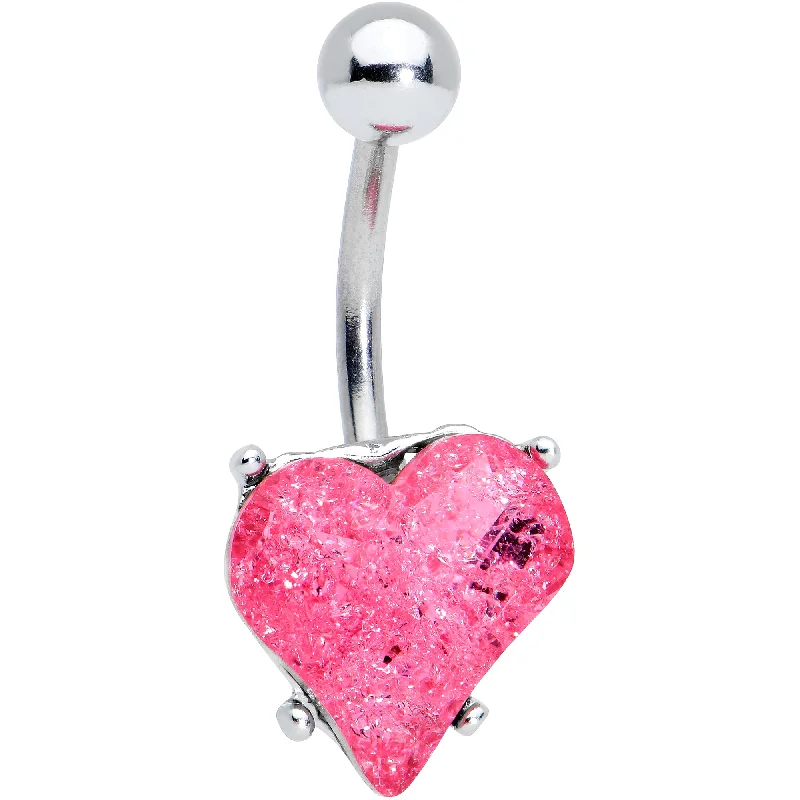 Designer Belly Rings with Elegant Style -Pink Gem Heart Love Valentines Day Belly Ring Designer Belly Rings with Elegant Style -Pink Gem Heart Love Valentines Day Belly Ring