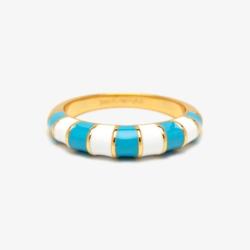 Chic Women's Rings for Fashion-Forward Looks-Striped Enamel Gold Ring