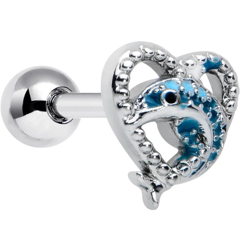 Women's Earrings – Elegant Designs for Every Personality--16 Gauge 1/4 Dolphin Blue Heart Valentines Cartilage Tragus Earring Women's Earrings – Elegant Designs for Every Personality--16 Gauge 1/4 Dolphin Blue Heart Valentines Cartilage Tragus Earring