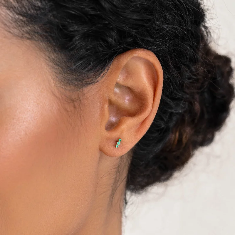 Women's Earrings – Elegant Designs for Every Personality--Trio Emerald Stud Earrings 14k Gold - Yara