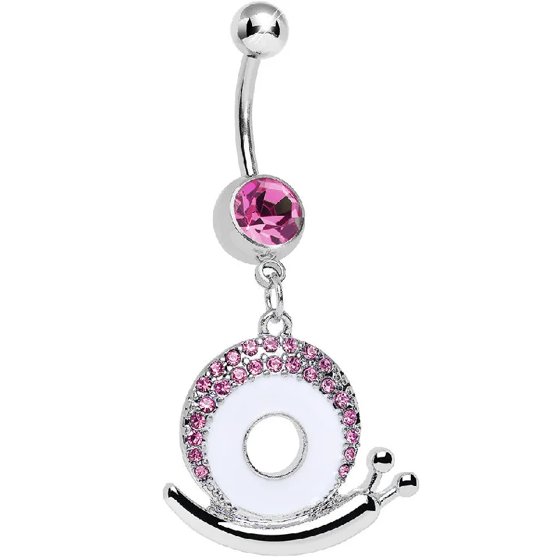 Stunning Belly Rings with Timeless Shine -Pink Gem Pink Shell Tale of a Snail Dangle Belly Ring Stunning Belly Rings with Timeless Shine -Pink Gem Pink Shell Tale of a Snail Dangle Belly Ring