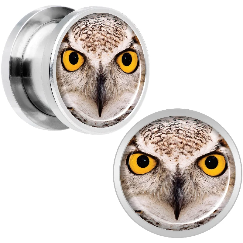 Women's Earrings – Elegant Designs for Every Personality--Full Color Owl Steel Screw Fit Plug Set 1/2 Women's Earrings – Elegant Designs for Every Personality--Full Color Owl Steel Screw Fit Plug Set 1/2