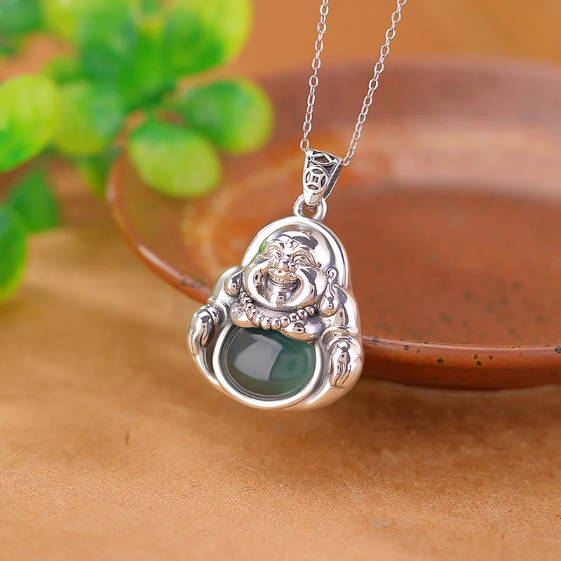 Shop Classic Women's Necklaces & Pendants with a Modern Twist-Buddha Stones 999 Sterling Silver Laughing Buddha Cyan Jade Lotus Success Necklace Chain Pendant Shop Classic Women's Necklaces & Pendants with a Modern Twist-Buddha Stones 999 Sterling Silver Laughing Buddha Cyan Jade Lotus Success Necklace Chain Pendant