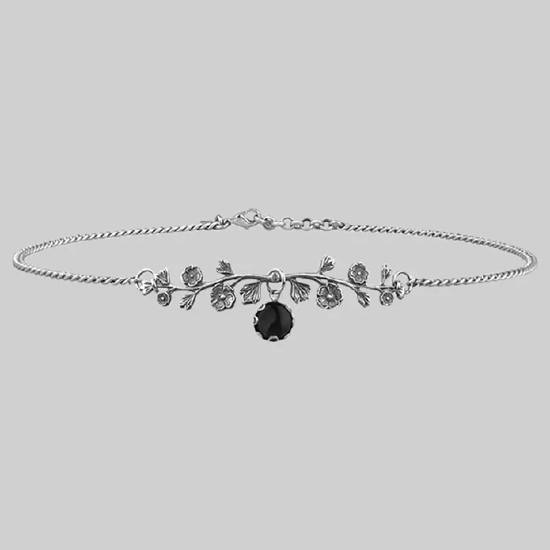 Shop Classic Women's Necklaces & Pendants with a Modern Twist-DARK BLOOM. Onyx Choker - Silver Shop Classic Women's Necklaces & Pendants with a Modern Twist-DARK BLOOM. Onyx Choker - Silver