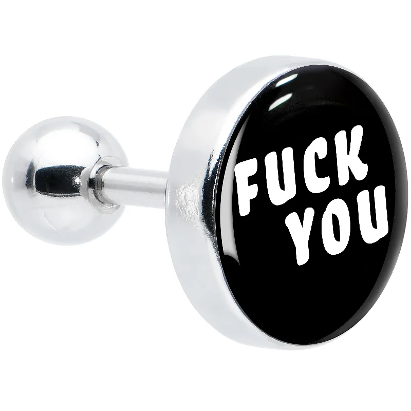 Women's Earrings – Elegant Designs for Every Personality--16 Gauge 1/4 F*ck You Black White Cartilage Tragus Earring Women's Earrings – Elegant Designs for Every Personality--16 Gauge 1/4 F*ck You Black White Cartilage Tragus Earring