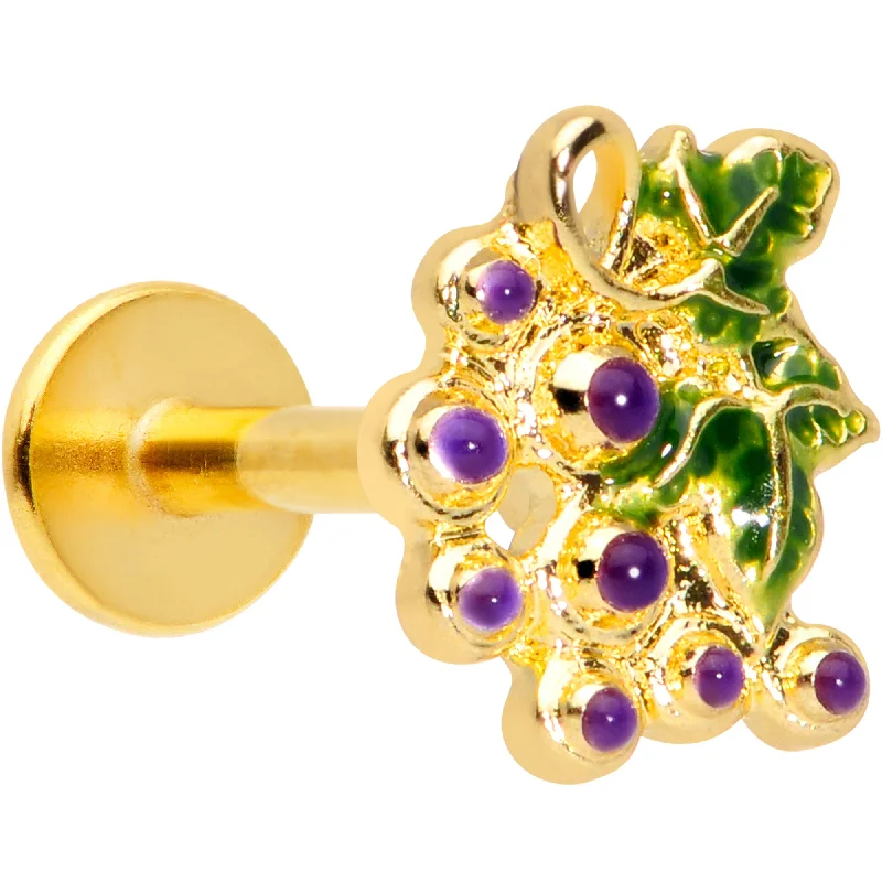Comfortable Lip Rings for Fashion-Forward Wear16 Gauge 5/16 Gold Tone Yummy Grapes Labret Monroe Tragus
