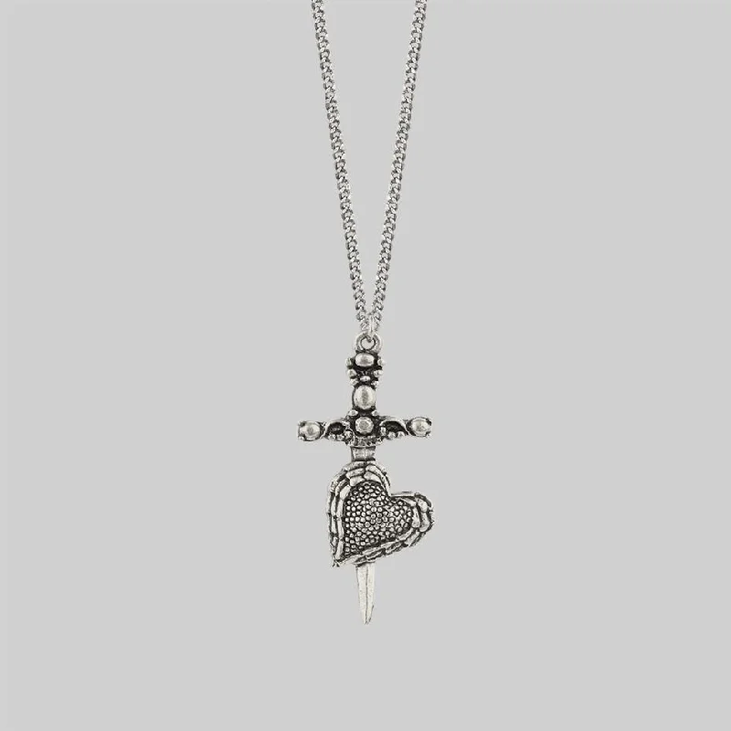 Shop Classic Women's Necklaces & Pendants with a Modern Twist-FORBIDDEN. Heart Dagger Necklace - Silver Shop Classic Women's Necklaces & Pendants with a Modern Twist-FORBIDDEN. Heart Dagger Necklace - Silver