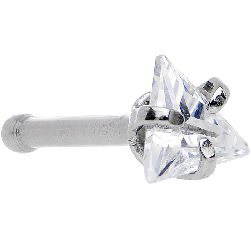 Classic Nose Rings for Timeless Look -20 Gauge Clear Triangular Cubic Zirconia Nose Bone Classic Nose Rings for Timeless Look -20 Gauge Clear Triangular Cubic Zirconia Nose Bone