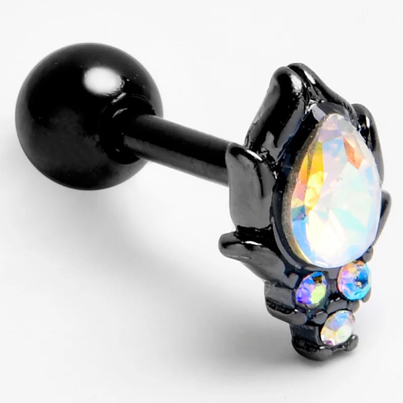 Women's Earrings – Elegant Designs for Every Personality--16 Gauge 1/4 Aurora Gem Black Dream Drop Cartilage Tragus Earring