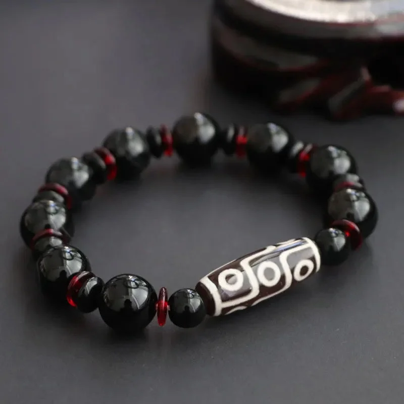Sleek Bracelets for Men-Buddha Stones Black Onyx Nine-Eye Dzi Bead Wealth Protection Bracelet Sleek Bracelets for Men-Buddha Stones Black Onyx Nine-Eye Dzi Bead Wealth Protection Bracelet
