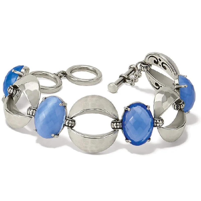 Handcrafted Silver Bangles for Women-Blue Moon Link Bracelet