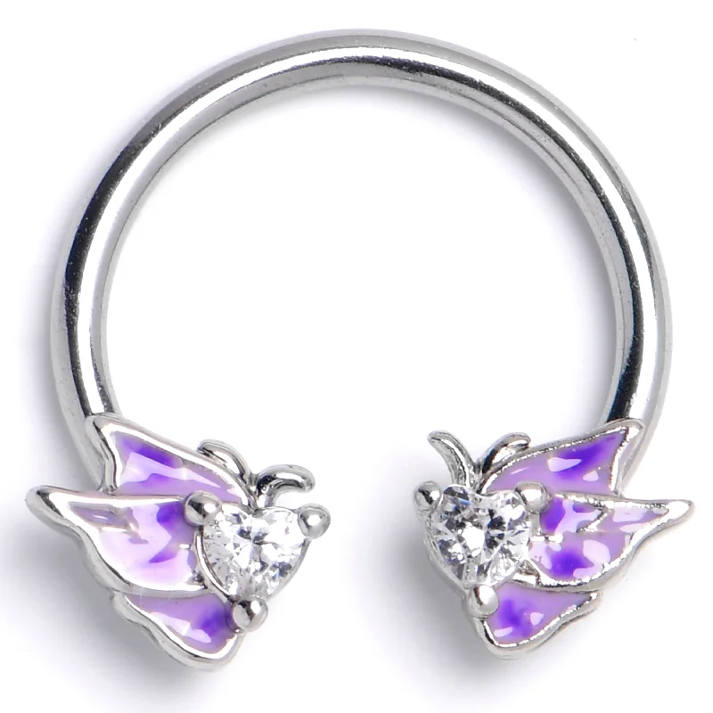 Women's Earrings – Elegant Designs for Every Personality--16 Gauge 3/8 Clear CZ Gem Butterflies Purple Horseshoe Circular Barbell Women's Earrings – Elegant Designs for Every Personality--16 Gauge 3/8 Clear CZ Gem Butterflies Purple Horseshoe Circular Barbell