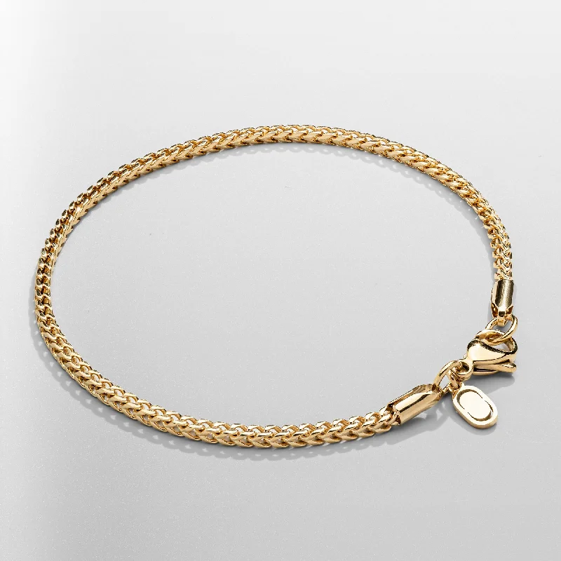 Handcrafted Bracelets for Men with Details-Wheat Bracelet (Gold) 3mm