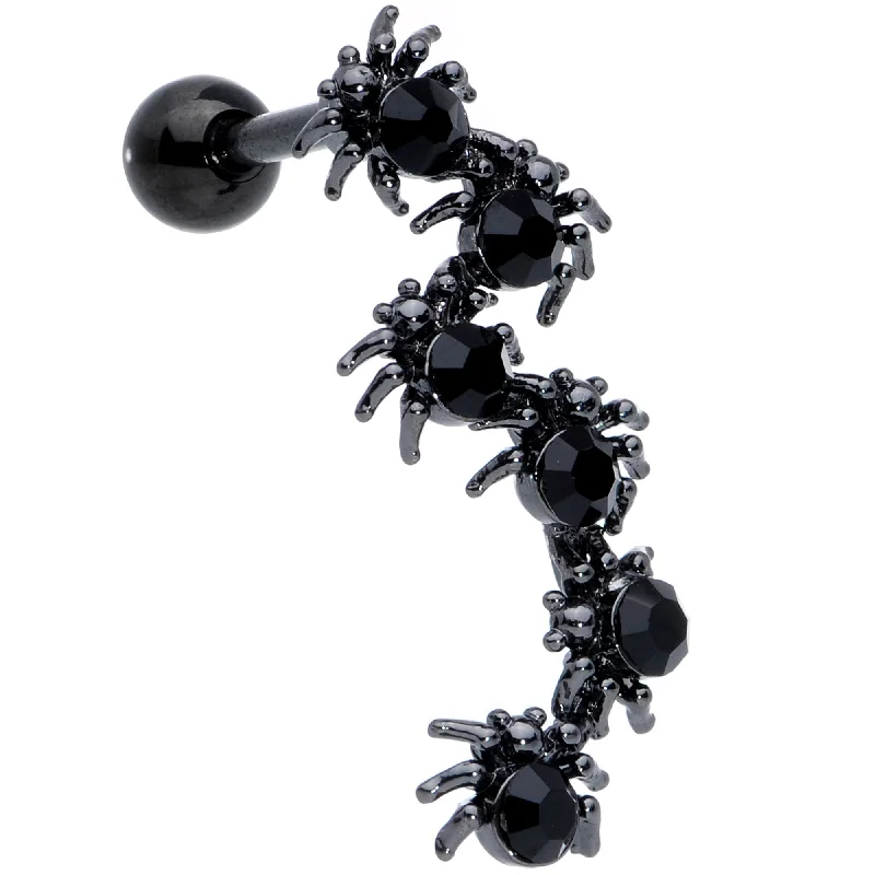 Women's Earrings – Elegant Designs for Every Personality--16 Gauge 1/4 Black CZ Gem Black Spider Halloween Cartilage Tragus Women's Earrings – Elegant Designs for Every Personality--16 Gauge 1/4 Black CZ Gem Black Spider Halloween Cartilage Tragus