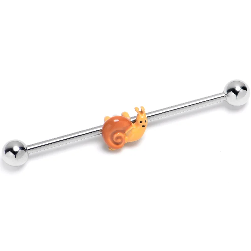 Women's Earrings – Elegant Designs for Every Personality--14 Gauge Cottagecore Snail Industrial Barbell 38mm