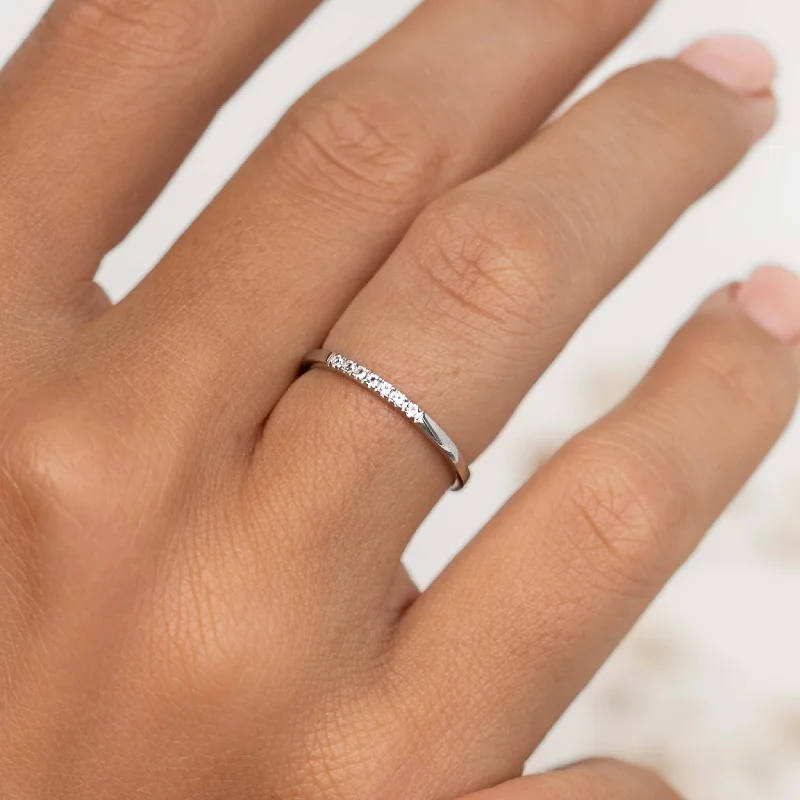 Chic Women's Rings for Fashion-Forward Looks-Diamond Pave Band White Gold - Miriam
