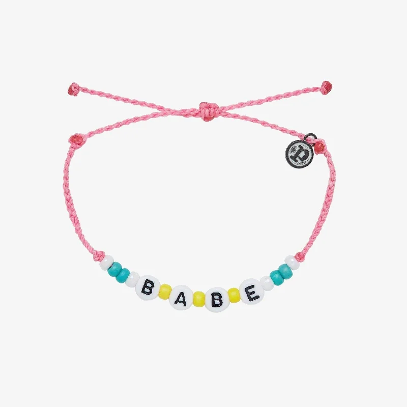 Personalised Silver Bangles for Women-Babe Alphabet Bead Bracelet