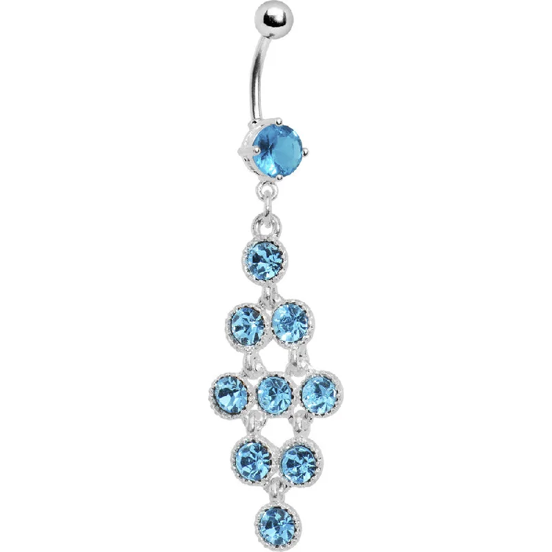 Stunning Belly Rings for Bold Statements -Aqua Modish Gem Chandelier Belly Ring