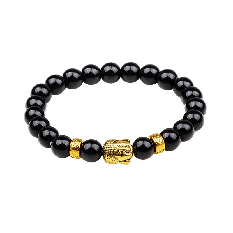 Bracelets with Black and Silver Accents for Men-Buddha Stones Natural Black Onyx Fortune Bracelet Bracelets with Black and Silver Accents for Men-Buddha Stones Natural Black Onyx Fortune Bracelet