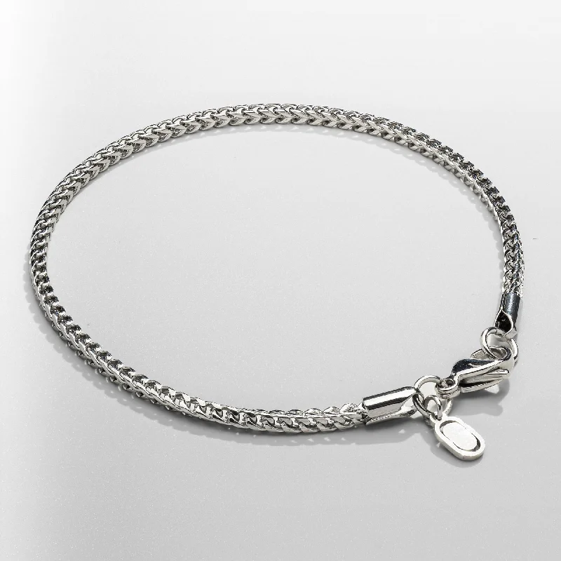 Trendy Bracelets with Beaded Charms for Men-Wheat Bracelet (Silver) 3mm