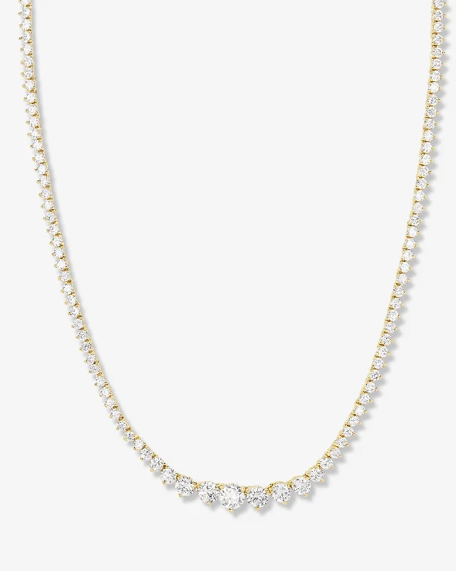Shop Classic Women's Necklaces & Pendants with a Modern Twist-Not Your Basic Graduated Tennis Necklace 18" - Gold|White Diamondettes Shop Classic Women's Necklaces & Pendants with a Modern Twist-Not Your Basic Graduated Tennis Necklace 18" - Gold|White Diamondettes