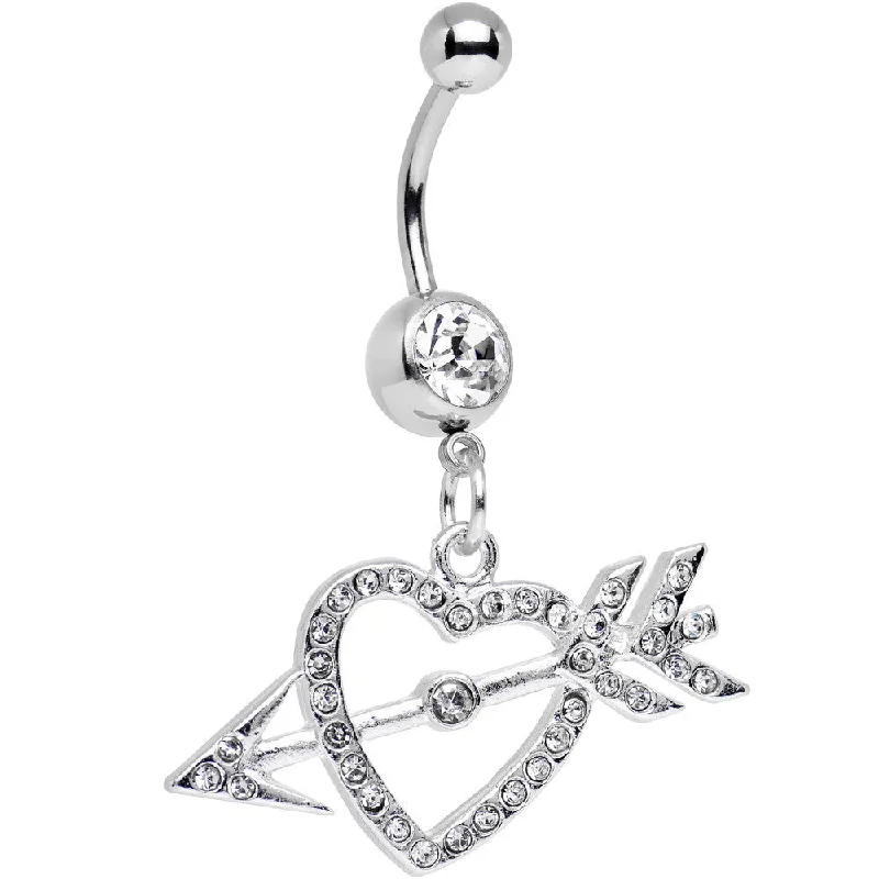 Beautiful Belly Rings with Unique Features -Clear Gem Cupid's Arrow Hits the Heart Dangle Belly Ring Beautiful Belly Rings with Unique Features -Clear Gem Cupid's Arrow Hits the Heart Dangle Belly Ring