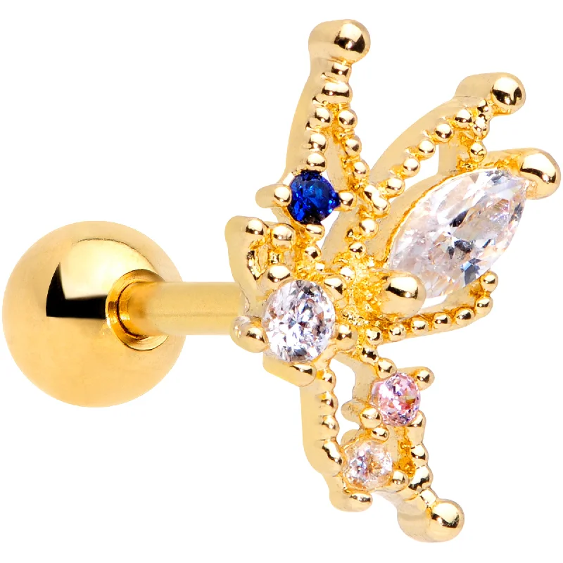 Women's Earrings – Elegant Designs for Every Personality--16 Gauge 1/4 Clear CZ Gem Star Angel Christmas Cartilage Tragus