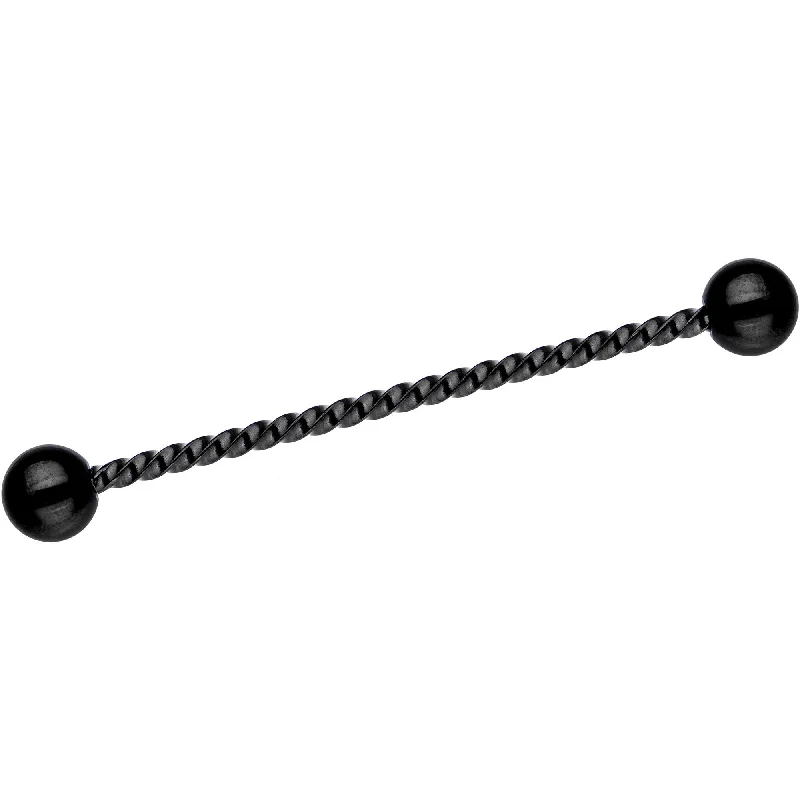 Women's Earrings – Elegant Designs for Every Personality--Black IP Seriously Twisted Industrial Barbell Earring 38mm Women's Earrings – Elegant Designs for Every Personality--Black IP Seriously Twisted Industrial Barbell Earring 38mm