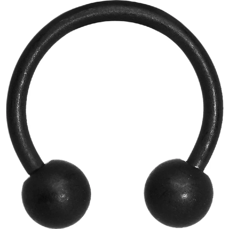 Designer Lip Rings with Sleek Finish16 Gauge Black Matte Horseshoe Circular Barbell - 3/8
