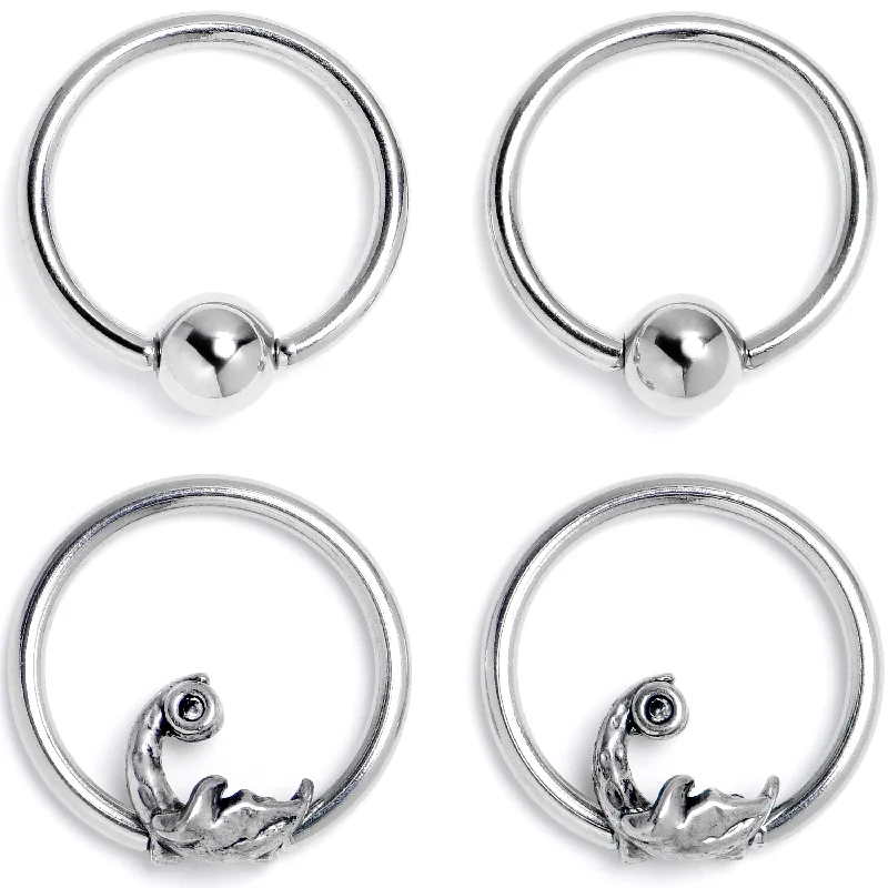 Comfortable Lip Rings with High-Quality Finish16 Gauge 3/8 Crescent Moon BCR Captive Ring Set of 4